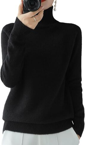 Women's Soft Turtleneck Pullover - Fitted Long Sleeve Thermal Knit Base Top in Saudi Arabia