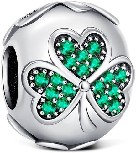 KEQ St. Patrick's Shamrock Charm Fit for Pandora Moment Bracelets 925 Sterling Silver Shamrock Bead Charm Gift for Granddaught Mom Wife Women in Saudi Arabia
