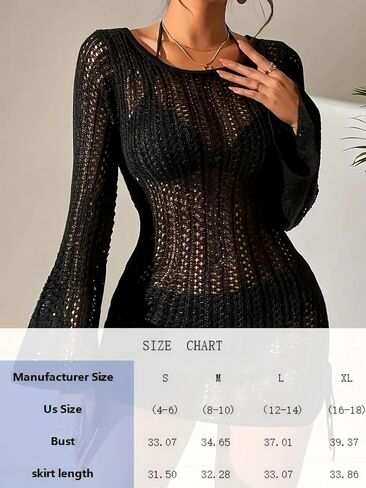 Women V-Neck Beach Cover-up, Summer Crochet Fashionable Hollow-Out Drawstring Tunic Dress Boho Beachwear in Saudi Arabia