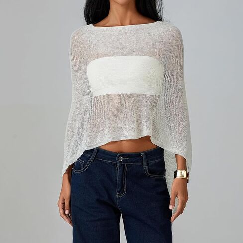 Womens Sheer Poncho Shrug Bolero Lightweight Shrug Pullover Sweater Tops Summer Cover Up Beach Top in Saudi Arabia