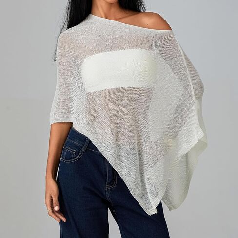Womens Sheer Poncho Shrug Bolero Lightweight Shrug Pullover Sweater Tops Summer Cover Up Beach Top in Saudi Arabia