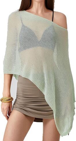 Womens Sheer Poncho Shrug Bolero Lightweight Shrug Pullover Sweater Tops Summer Cover Up Beach Top in Saudi Arabia