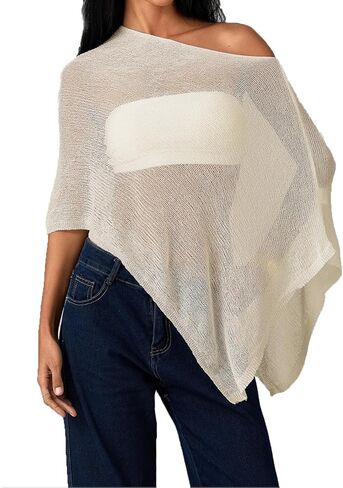 Womens Sheer Poncho Shrug Bolero Lightweight Shrug Pullover Sweater Tops Summer Cover Up Beach Top in Saudi Arabia