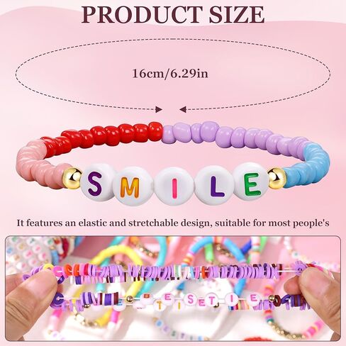 36Pcs Beaded Friendship Bracelet for Women Heishi Clay Colorful Bracelet Stackable Preppy Sufer Stretch Bracelets Set Boho School Gifts Party Favors in Saudi Arabia