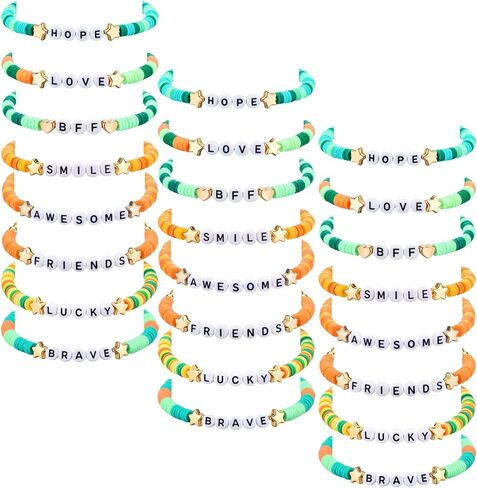 24 Pcs Friendship Bracelets Matching Friendship Bracelet for Best Friend Orange Green Clay Bead Bracelets Bulk for Women Birthday Goodie Bag Stuffers Fillers Gifts Party Favors in Saudi Arabia