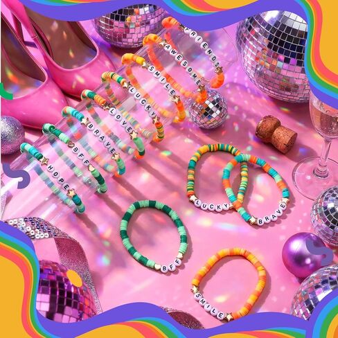 24 Pcs Friendship Bracelets Matching Friendship Bracelet for Best Friend Orange Green Clay Bead Bracelets Bulk for Women Birthday Goodie Bag Stuffers Fillers Gifts Party Favors in Saudi Arabia