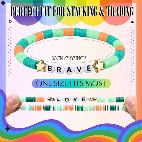 24 Pcs Friendship Bracelets Matching Friendship Bracelet for Best Friend Orange Green Clay Bead Bracelets Bulk for Women Birthday Goodie Bag Stuffers Fillers Gifts Party Favors in Saudi Arabia