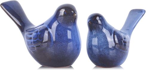 2pcs Small Ceramic Bird Statue and Sculpture for Home Decor Accents,Modern Animal Ornaments for Living Room,Bedroom,Bookshelf,Cabinets,Coffee Table Centerpiece,Cute Knick Knacks for Shelves (Blue) in Saudi Arabia