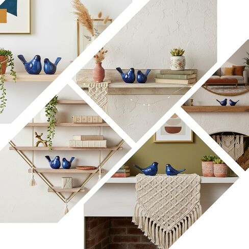 2pcs Small Ceramic Bird Statue and Sculpture for Home Decor Accents,Modern Animal Ornaments for Living Room,Bedroom,Bookshelf,Cabinets,Coffee Table Centerpiece,Cute Knick Knacks for Shelves (Blue) in Saudi Arabia
