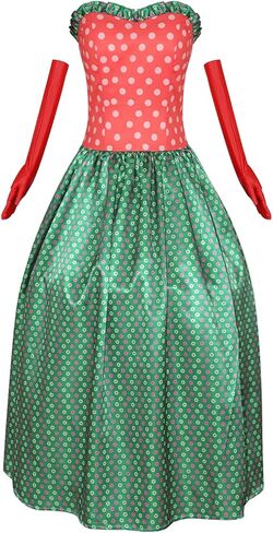 Martha May Whovier Costume Women Christmas Dress Polka Dot Fancy Dress with Gloves Halloween Outfit in Saudi Arabia