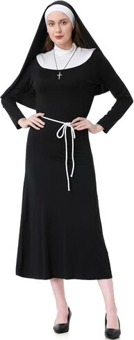 TOONRAlN Women's Nun Costumes Adult Black Tradition Outfit Dress for Halloween Cosplay Costume in Saudi Arabia