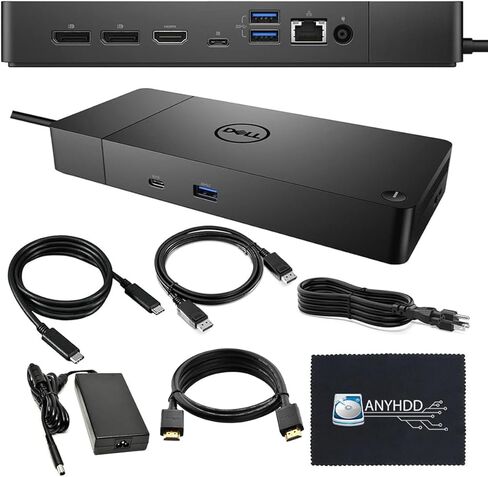 قاعدة إرساء Dell WD19S بقدرة 130 وات (توصيل طاقة 90 وات) - قاعدة إرساء Dell لأجهزة الكمبيوتر المحمول Dell مع محول طاقة 130 وات + كابل HDMI + كابل DisplayPort + كابل USB-C + قطعة قماش من الألياف الدقيقة (متجددة) in Saudi Arabia
