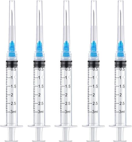 20Pack 5ml Disposable Sterile Syringe with 21G 38mm/1.5inch Needle for Scientific Labs, Liquids Refilling and Measuring in Kuwait