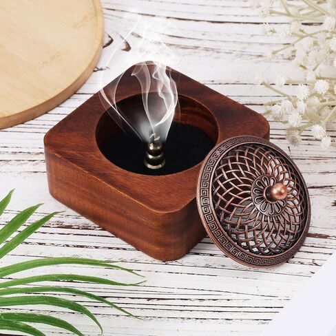 مبخرة خشب الجوز، صندوق بخور خشبي مصنوع يدويًا، حامل مخروطي، حامل عطر عتيق لغرفة اللبان، ديكور المنزل، اليوغا والمنتجعات الصحية، والتأمل in Saudi Arabia