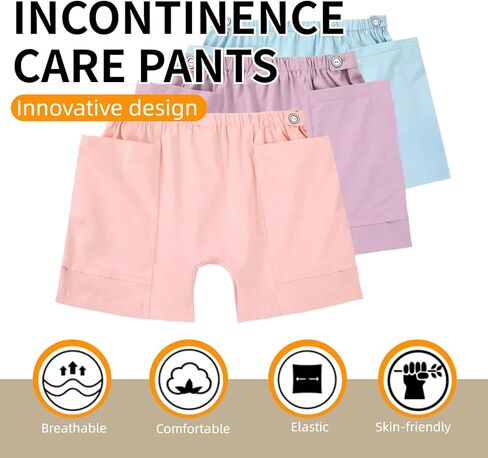 WEEOATAR Women Ostomy Pants Patient Underwear Incontinence Care Shorts,2 Side Pockets to Store Urine Bags Easy to Use,Fistula Pants for Nephrostomy,Suprapubic and Biliary Catheters(Pink,L) in Saudi Arabia