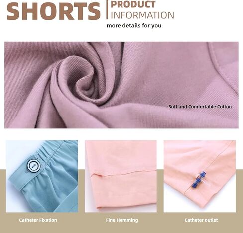 WEEOATAR Women Ostomy Pants Patient Underwear Incontinence Care Shorts,2 Side Pockets to Store Urine Bags Easy to Use,Fistula Pants for Nephrostomy,Suprapubic and Biliary Catheters(Pink,L) in Saudi Arabia