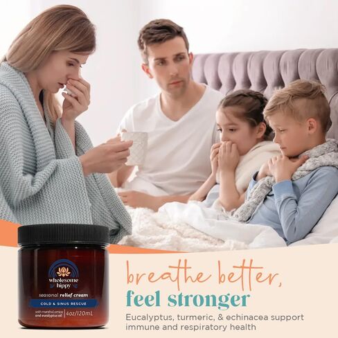 Wholesome Hippy Menthol & Eucalyptus Comfort Balm – Natural Aromatherapy Chest & Body Rub with Shea, Cocoa & Mango Butters, Peppermint & Spearmint Oils – 4oz in Saudi Arabia