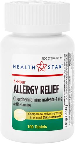 GeriCare Allergy Relief Chlorpheniramine Maleate 4 mg, Antihistamine Tablets, 100 Count (Pack of 1) in Saudi Arabia