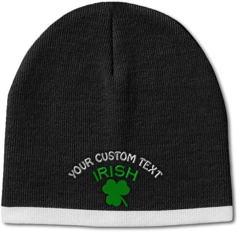 Beanie Hat for Men & Women Irish Shamrock St Patrick's Irish Winter Beanie Acrylic 1 Size in Saudi Arabia