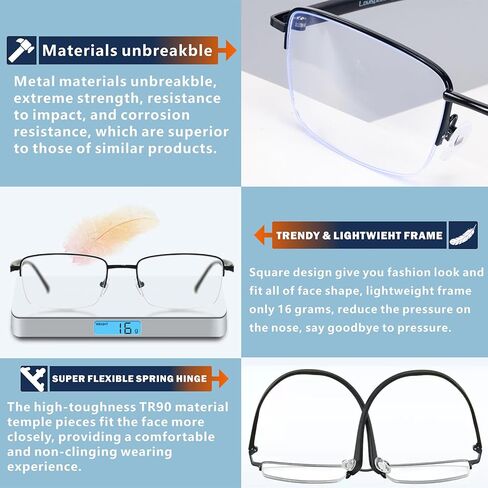 Nearsighted Glasses for Distance, Men Near Sighted Vision Driving Myopia Eyeglasses, See Farsighted Half Frame in Saudi Arabia