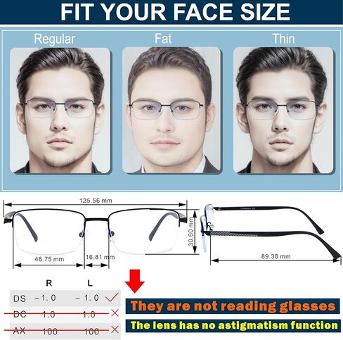 Nearsighted Glasses for Distance, Men Near Sighted Vision Driving Myopia Eyeglasses, See Farsighted Half Frame in Saudi Arabia
