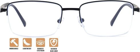 Nearsighted Glasses for Distance, Men Near Sighted Vision Driving Myopia Eyeglasses, See Farsighted Half Frame in Saudi Arabia