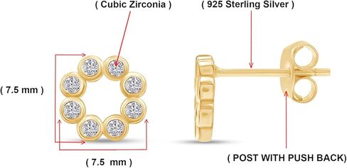 AFFY Round Sparkly White Cubic Zirconia Bezel Set Open Circle Stud Earrings In 14K Gold Over Sterling Silver With Push Back Jewelry For Women in Saudi Arabia