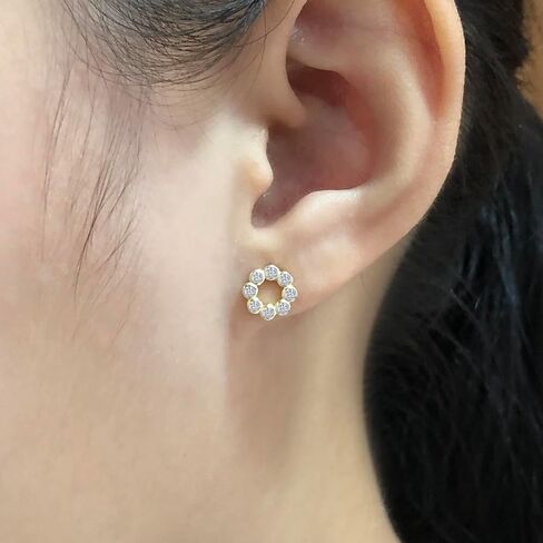 AFFY Round Sparkly White Cubic Zirconia Bezel Set Open Circle Stud Earrings In 14K Gold Over Sterling Silver With Push Back Jewelry For Women in Saudi Arabia