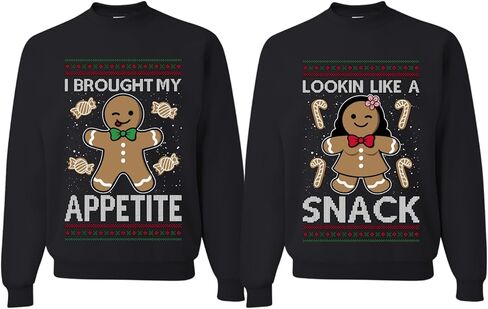 Wild Bobby Ugly Christmas Sweaters for Couples My Appetitie Lookin Like A Snack His Hers Unisex Christmas Holiday Sweatshirts in Saudi Arabia