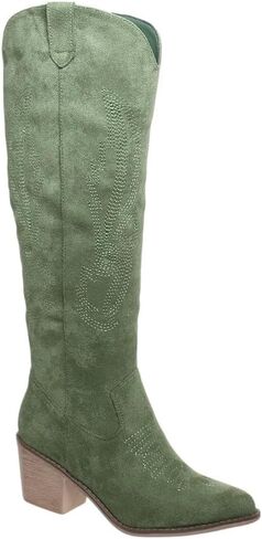 Pierre Dumas Womens Cowboy Boots Pull On Zipper Chunky Heel Pointed Toe Embroidered Western Cowgirl Knee High Boots Girls Tall Boot in Saudi Arabia
