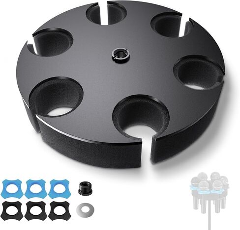 Multi Microphone Holder (Aluminum) for Handheld Dynamic, Wired and Wireless Mics storage, Square Tray Attachment holds up to 8 mics On Stage Organizer and Display in Kuwait