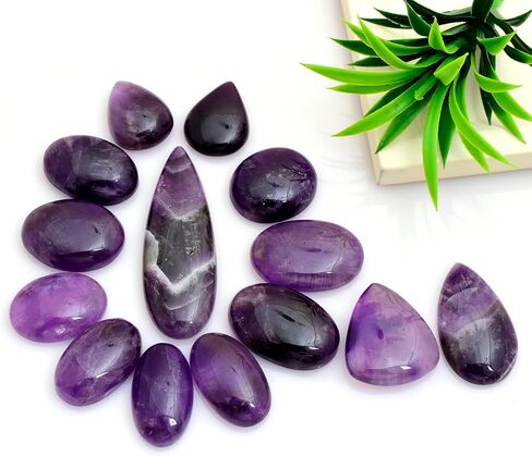 كبوشن أحجار كريمة طبيعية - مجموعة أحجار كريمة فضفاضة مكونة من 5 قطع لصنع المجوهرات | أشكال بيضاوية وكمثرية مختلطة، 20-35 ملم | كريستال علاجي للشاكرا والريكي والحرف اليدوية وتغليف الأسلاك in Kuwait