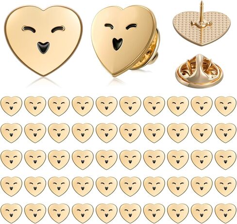 Tondiamo 50 Pcs Happy Face Lapel Pins Bulk Gold Smile Enamel Button Alloy Y2k Pin Motivational Awards Ceremonies Brooch Valentine's Day Patriotic Medical Assistant Week Gift Accessory in Saudi Arabia