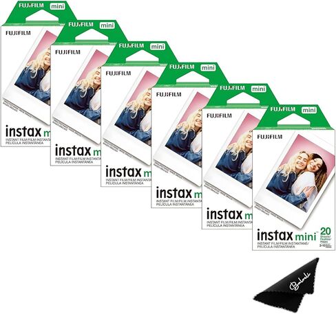 Fujifilm Instax Mini Film Two Instax Film Twin Packs - 40 EXP Total, ISO 800, Compatible with Instax Mini Evo, Instax Mini 12 Film, Instax Mini 11 Film, Mini 9-Balveli Cloth- Fuji Instant Film Mini. in Kuwait