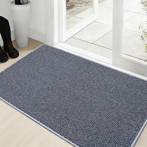 Dirt Trapping Door Mat 24x36, Absorbent & Quick-Dry Entryway Rug, Washable Non-Slip Doormat for Muddy Paws & Shoes, Low-Profile Back & Front Door Mat Indoor Entrance, Grey in Saudi Arabia