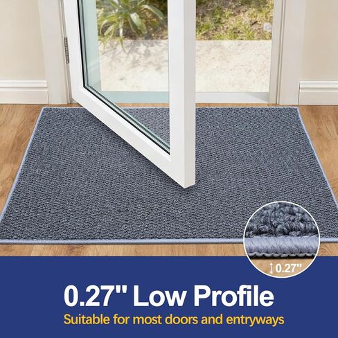 Dirt Trapping Door Mat 24x36, Absorbent & Quick-Dry Entryway Rug, Washable Non-Slip Doormat for Muddy Paws & Shoes, Low-Profile Back & Front Door Mat Indoor Entrance, Grey in Saudi Arabia