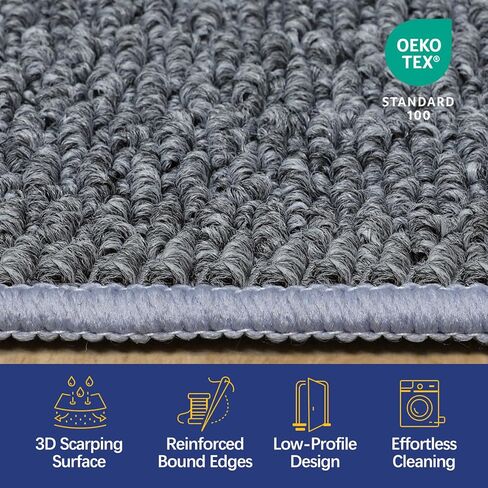 Dirt Trapping Door Mat 24x36, Absorbent & Quick-Dry Entryway Rug, Washable Non-Slip Doormat for Muddy Paws & Shoes, Low-Profile Back & Front Door Mat Indoor Entrance, Grey in Saudi Arabia