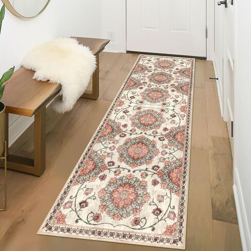 Modern Floral 2x3 Rugs for Entryway Blue Washable Small Area Rug Non-Slip Ultra Thin Soft Print Flower Low-Pile Indoor Door Mat Floor Carpet for Entrance, Bedroom, Bathroom, Home Décor in Saudi Arabia