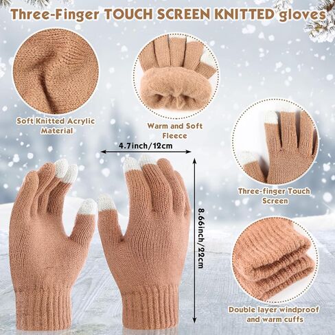 8 Pcs Winter 3 in 1 Hat Scarf Mask & Gloves Set for Women Touchscreen Knit Gloves Plush Earmuff Ski Mask Balaclava Hat with Pompom for Cold Weather in Saudi Arabia