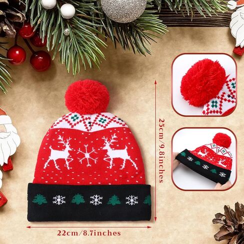 Geyoga 6 Pcs Christmas Winter Cuffed Beanie Hat Reindeer Warm Knitted Crochet Beanie Christmas Knitted Hats for Women Men (Cute Style) in Saudi Arabia
