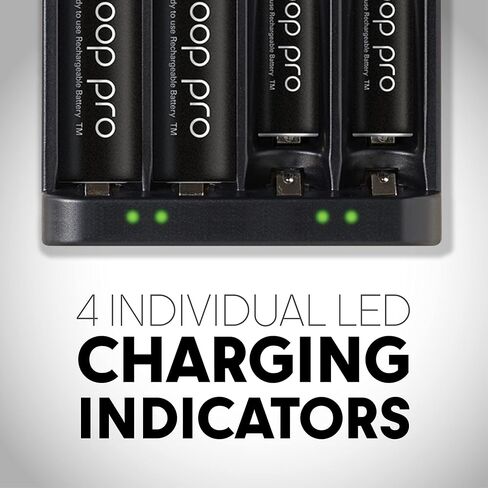 Panasonic "Advanced" eneloop Individual Battery 3 Hour Quick Charger with 4 LED Charge Indicator Lights, White & BK-4MCCA8BA eneloop AAA 2100 Cycle Ni-MH Pre-Charged Rechargeable Batteries, 8 Pack in Saudi Arabia