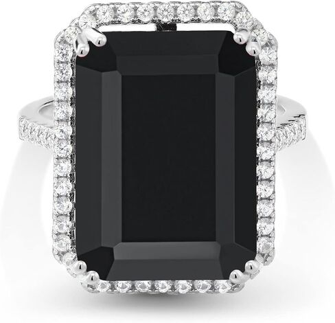 Gem Stone King 925 Sterling Silver Customized and Personalized Emerald Cut 18X13MM Gemstone Birthstone Ring For Women 15.58 Cttw in Saudi Arabia
