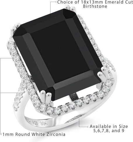 Gem Stone King 925 Sterling Silver Customized and Personalized Emerald Cut 18X13MM Gemstone Birthstone Ring For Women 15.58 Cttw in Saudi Arabia