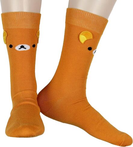 تصميم وجه رجالي من Bioworld Rilakkuma مع آذان ثلاثية الأبعاد للبالغين في منتصف الساق مقاسات الأحذية 8-12 in Kuwait