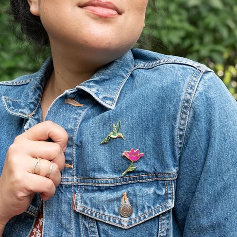 2 Piece Gift Set - Hummingbird & Pink Lily Flower Enamel Pin, Hummingbird Gifts in Saudi Arabia