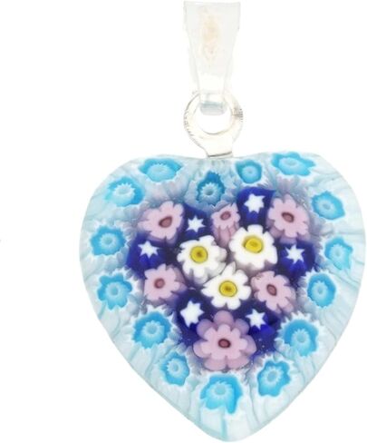 Glass Of Venice Murano Glass Millefiori Heart Pendant - Silver #1 in Saudi Arabia
