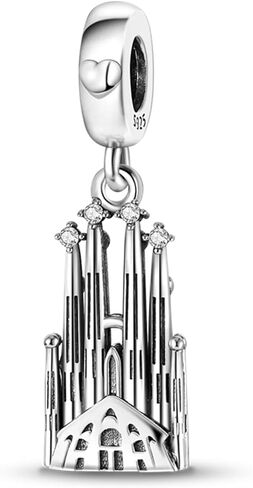 La Sagrada Familia Charm, Church Dangle Charm, Sterling Silver, Gift For Wife, Women, Friends, Family, Compatible To Pandora in Saudi Arabia