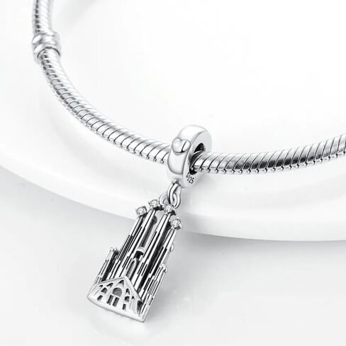 La Sagrada Familia Charm, Church Dangle Charm, Sterling Silver, Gift For Wife, Women, Friends, Family, Compatible To Pandora in Saudi Arabia
