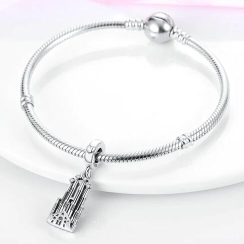 La Sagrada Familia Charm, Church Dangle Charm, Sterling Silver, Gift For Wife, Women, Friends, Family, Compatible To Pandora in Saudi Arabia