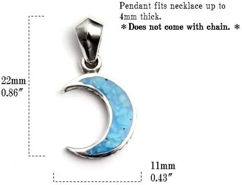COSUMOSU Crushed Turquoise 925 Sterling Silver Pendant - moon in Saudi Arabia
